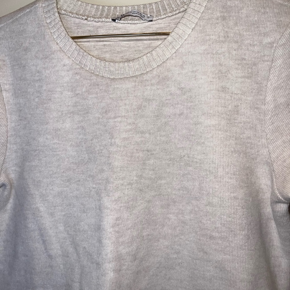 Zara Super Soft Short Sleeve Sweater Knit Top Greige-ish Color Size M - Picture 4 of 6